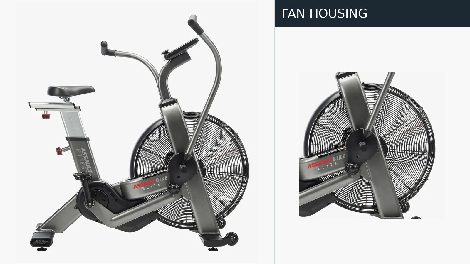 AssaultBike Elite with a detail of its fan housing.