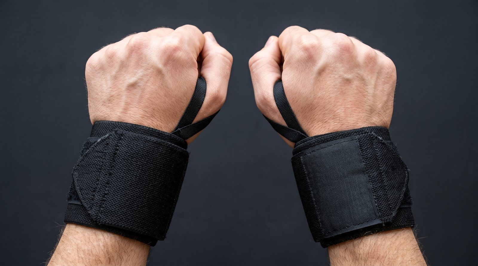Plain wrist wraps showing their fabric closures and thumb loops.